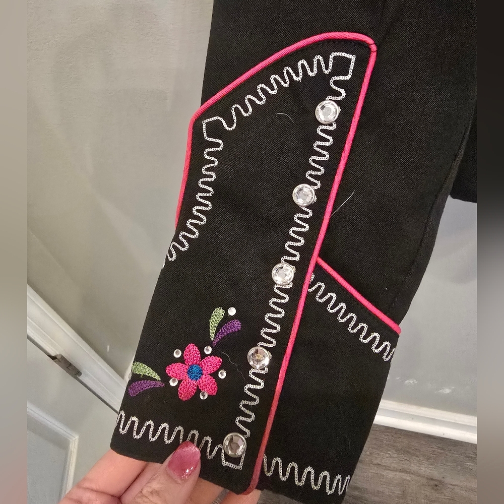 Panhandle Slim Black Button-Down Shirt with Pink & Blue Embroidery - Picture 2 of 4